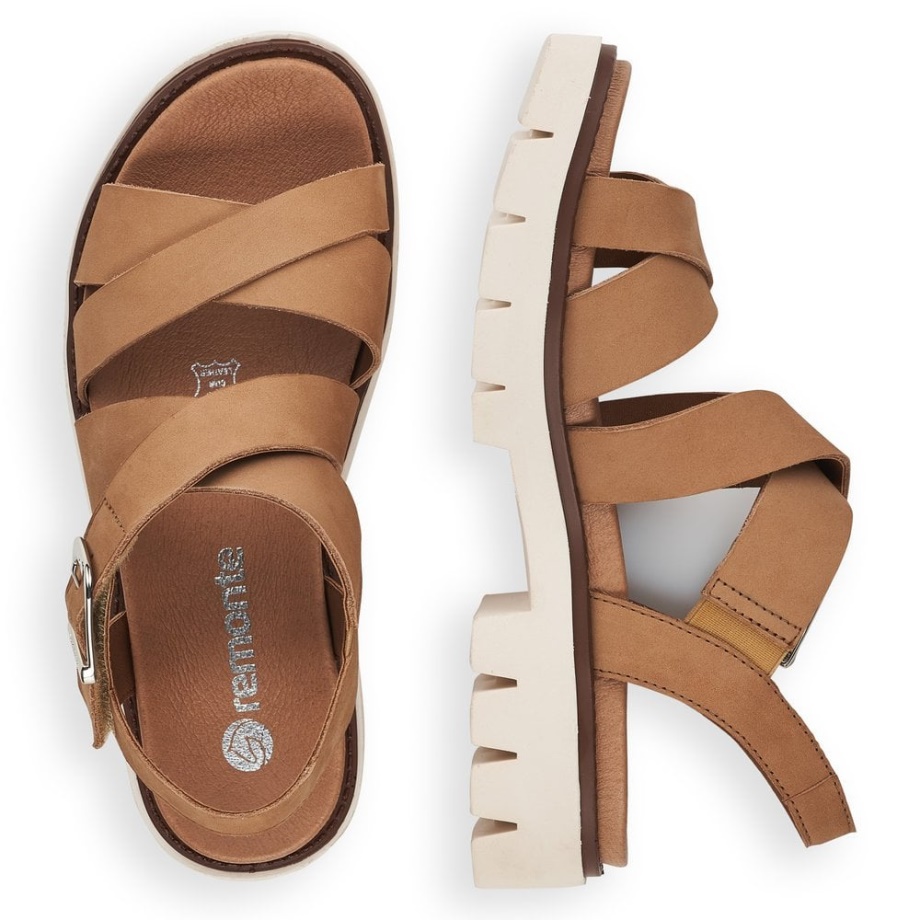 Rieker Remonte D7951 Damskie Sandały Beżowe