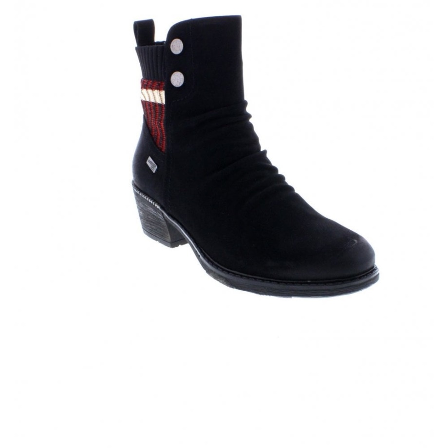 Rieker Remonte R1172-02 Damskie Czarne Botki Za Kostkę