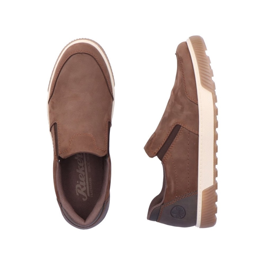 Rieker 18951 Męskie Buty Wsuwane Brązowe