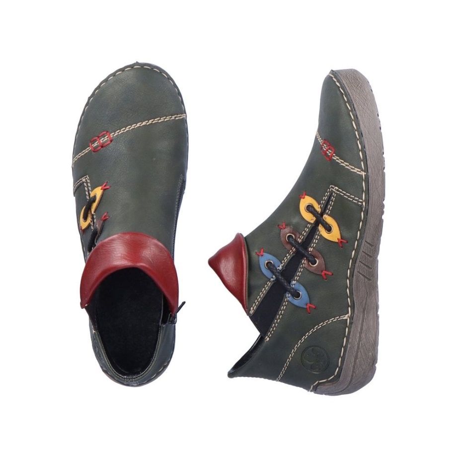 Rieker 72581-54 Damskie Zielone Botki Zielone