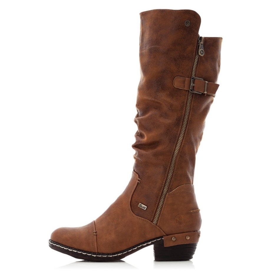 Rieker 93654-22 Damskie Brązowe Kozaki Za Kolano