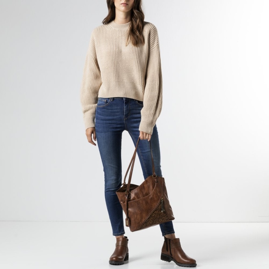 Rieker H1025-22 Damska Brązowa Torebka Na Suwak Brązowa