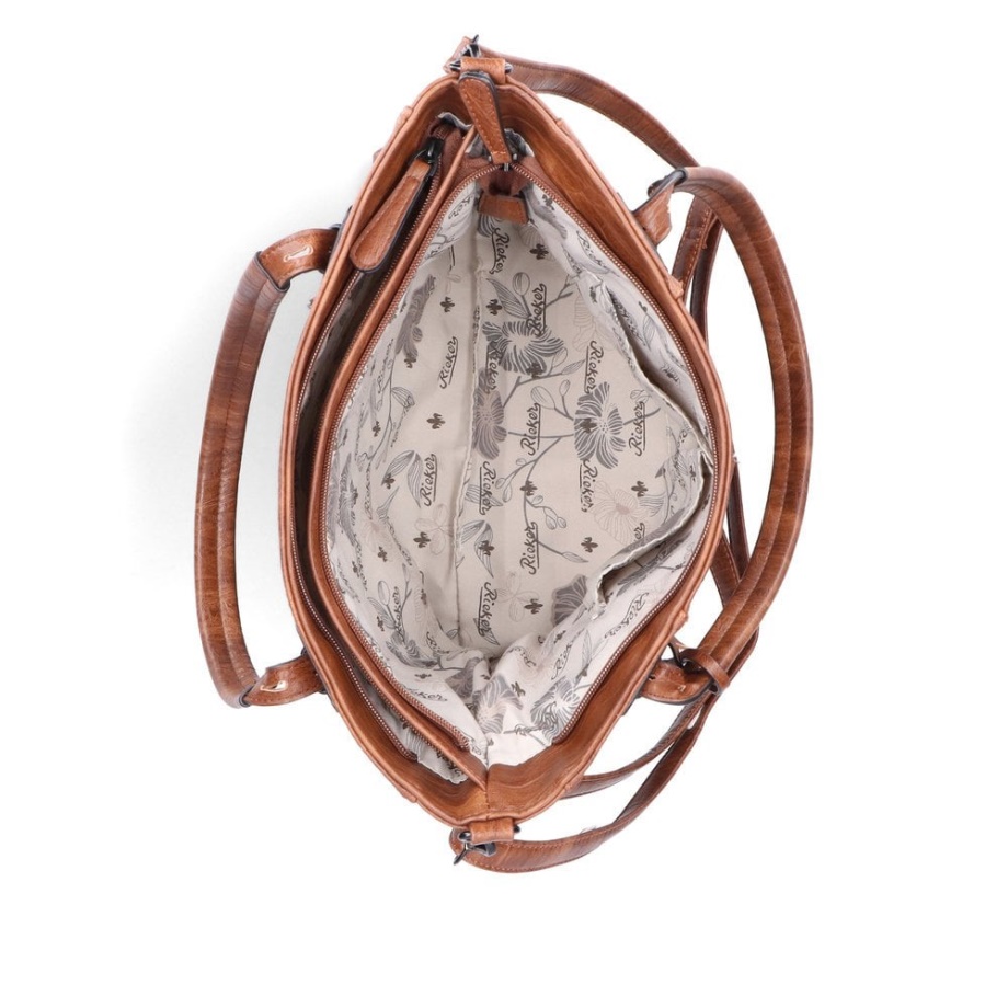 Rieker H1083-22 Damska Brązowa Torebka Na Suwak Brązowa