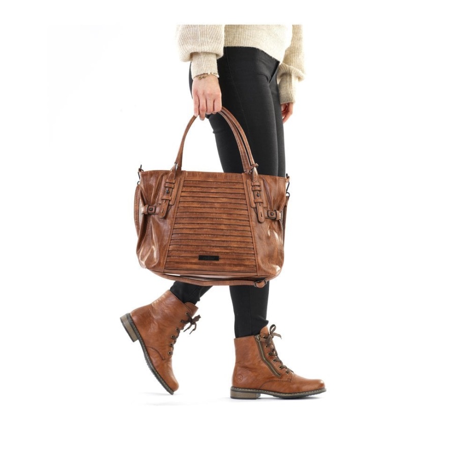 Rieker H1083-22 Damska Brązowa Torebka Na Suwak Brązowa