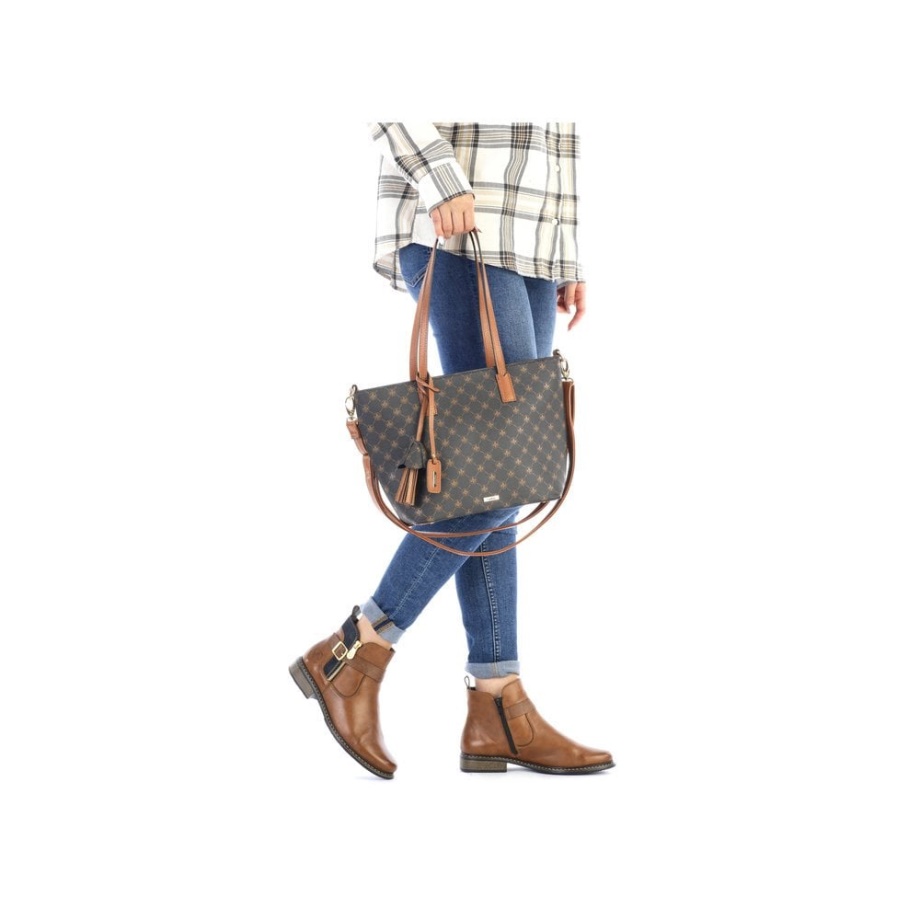 Rieker H1305-00 Damska Czarna Torba Na Suwak Czarna