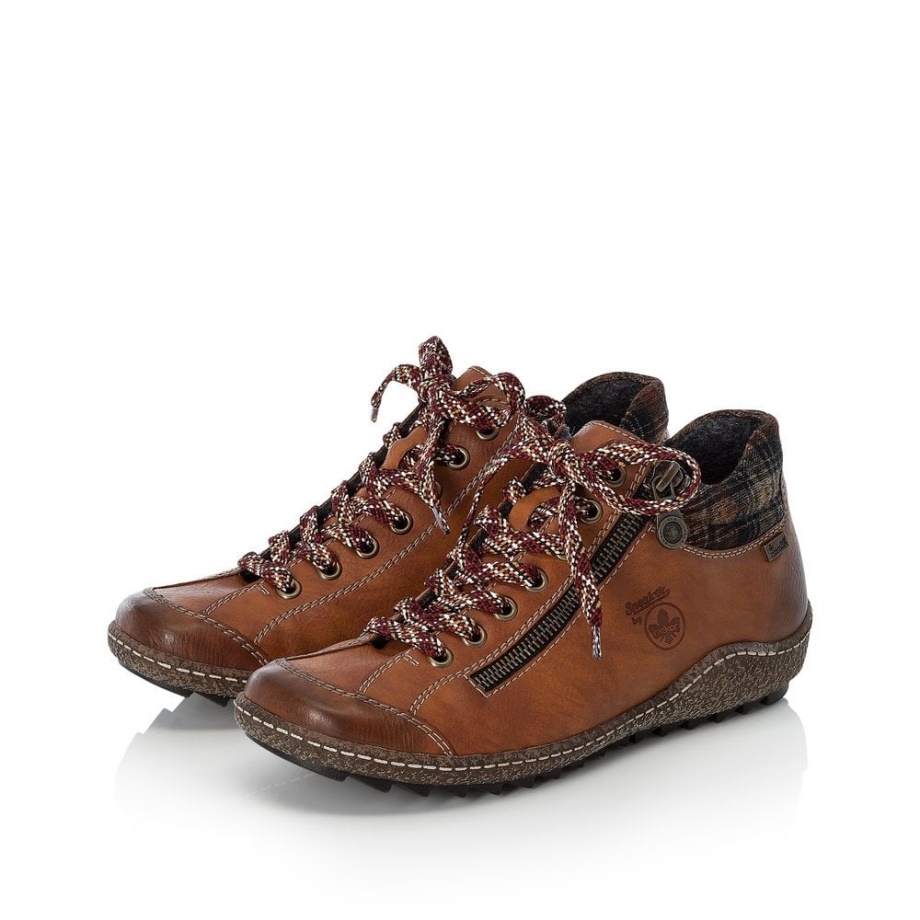 Rieker L7516-24 Damskie Brązowe Botki Brązowe