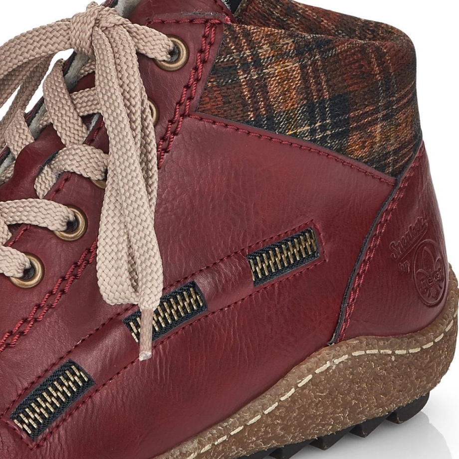 Rieker L7543 Damskie Botki Czerwone