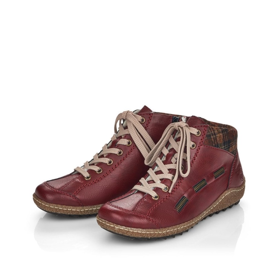Rieker L7543 Damskie Botki Czerwone