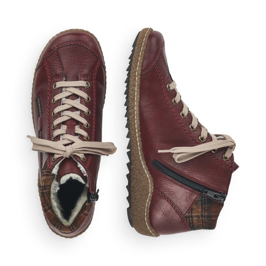 Rieker L7543 Damskie Botki Czerwone