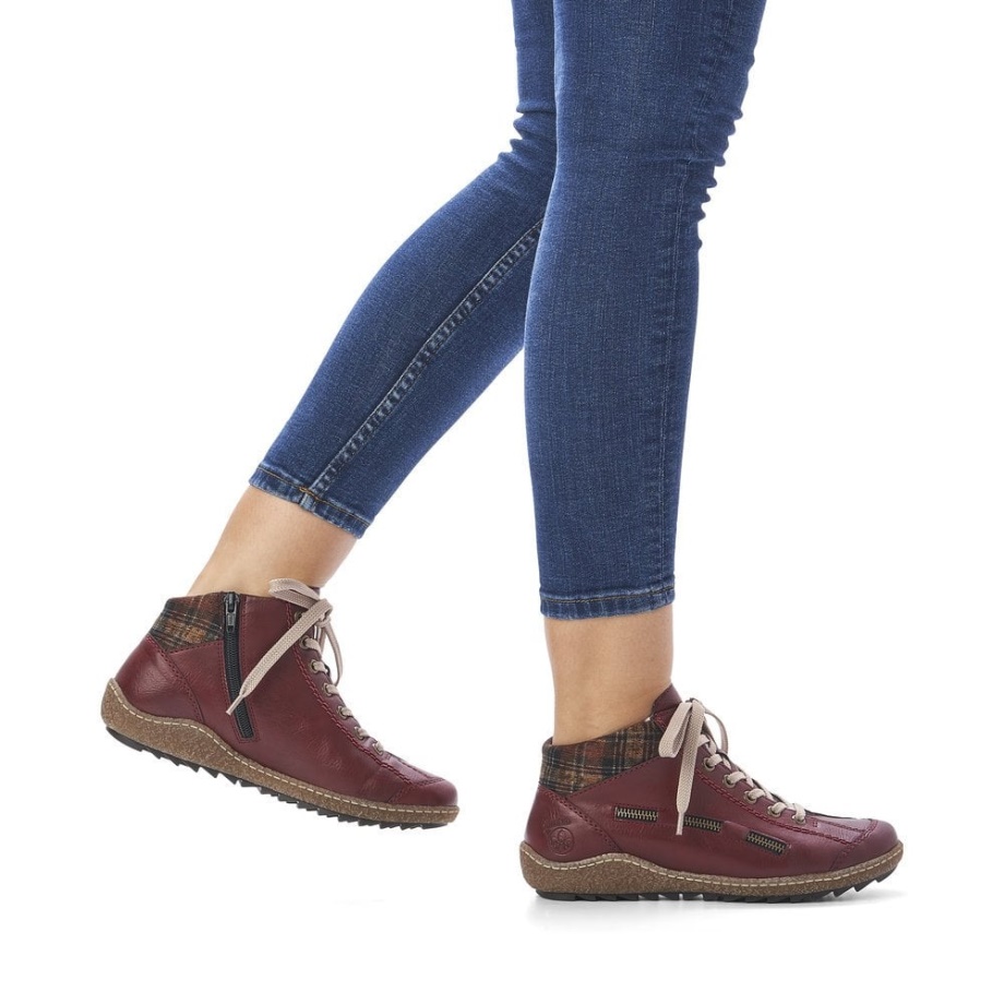 Rieker L7543 Damskie Botki Czerwone