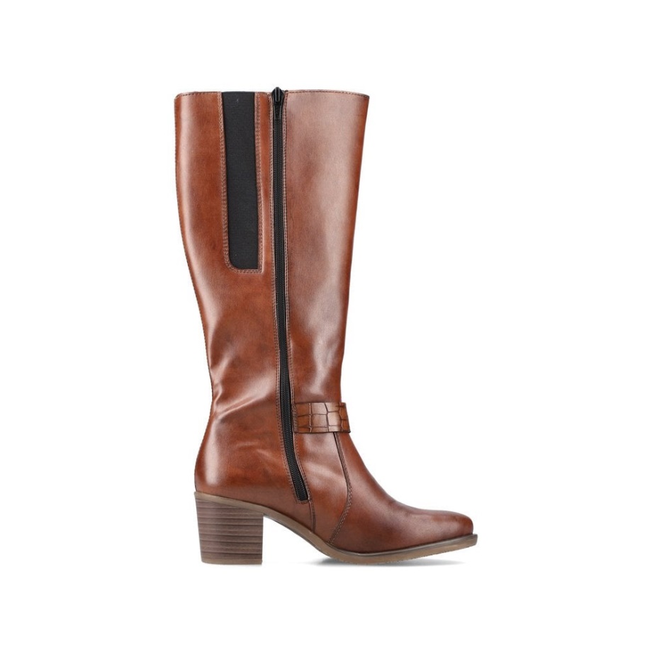 Rieker Y2090 Damskie Kozaki Do Kolan Brązowe