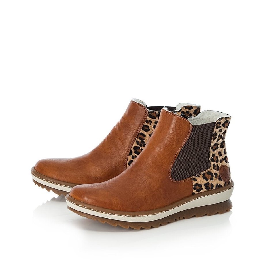 Rieker Z8689 Damskie Botki Brązowe