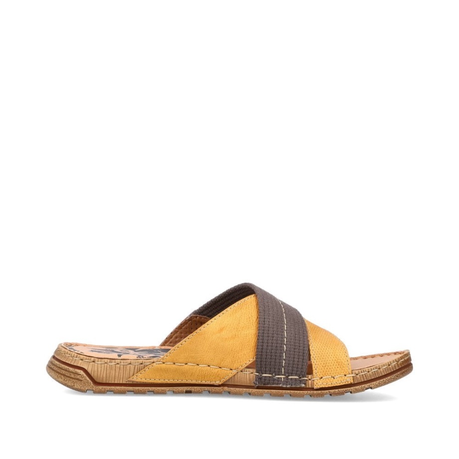 żółte Męskie Sandały Rieker 21995