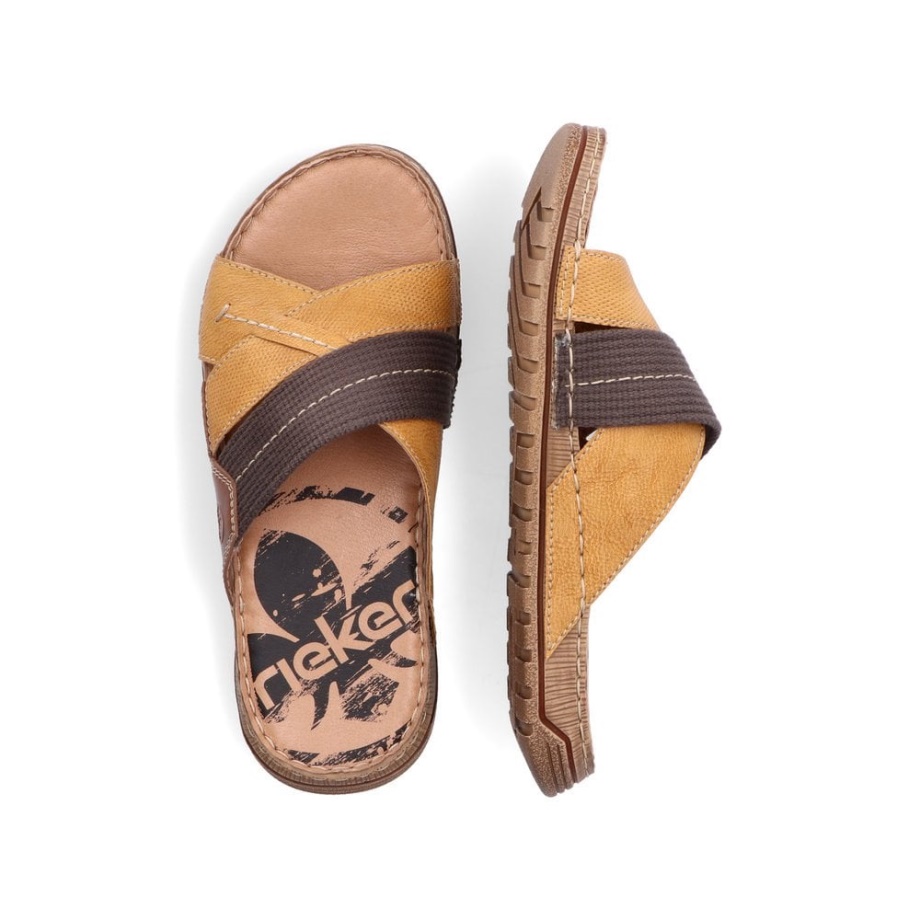 żółte Męskie Sandały Rieker 21995