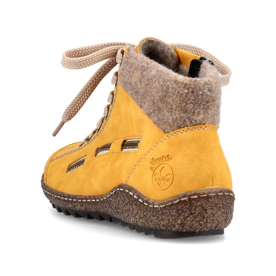 żółte Damskie Botki Rieker L7543