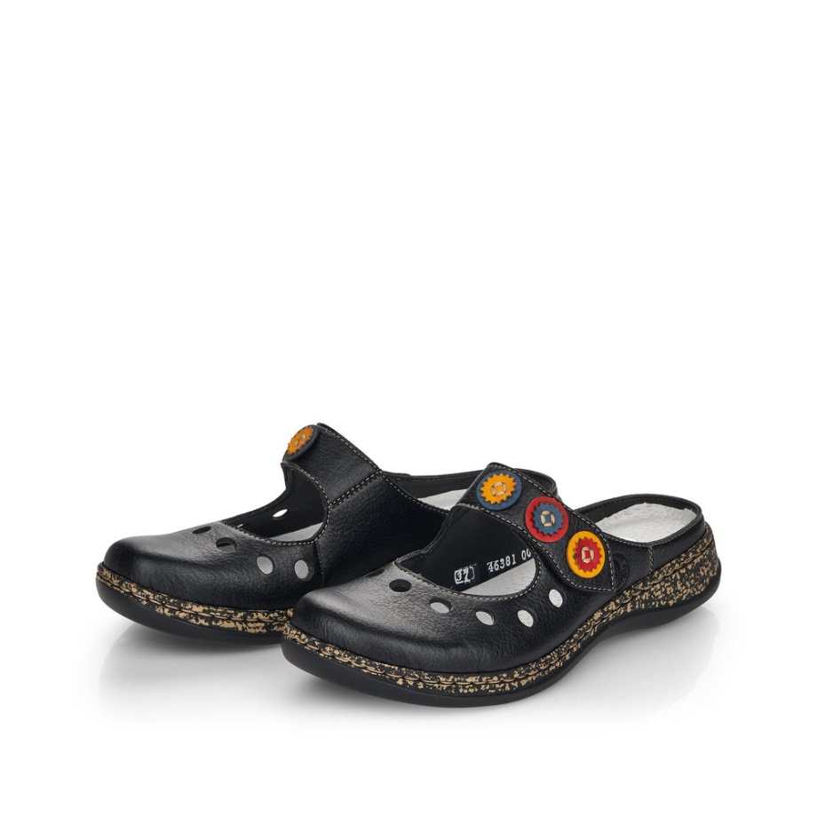 Rieker Czarny 46381 Stokrotka